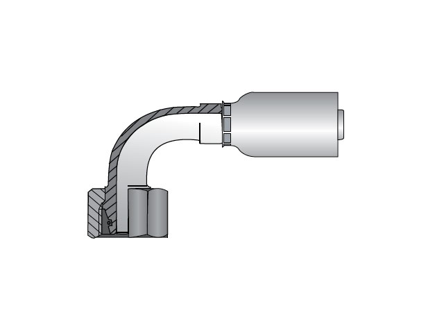 11C56-12-5 Parker Parkrimp Permanent Female Metric L - Swivel - 90° Elbow (24° Cone with O-Ring) 11C56-12-5 56 Series 11C56