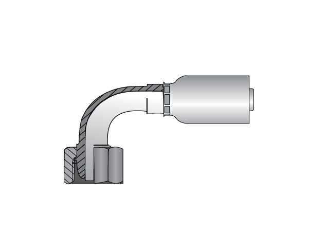 1C556-15-8 Parker Parkrimp Permanent Female Metric L - Swivel - 95° Elbow (Ball Nose) 1C556-15-8 56 Series 1C556