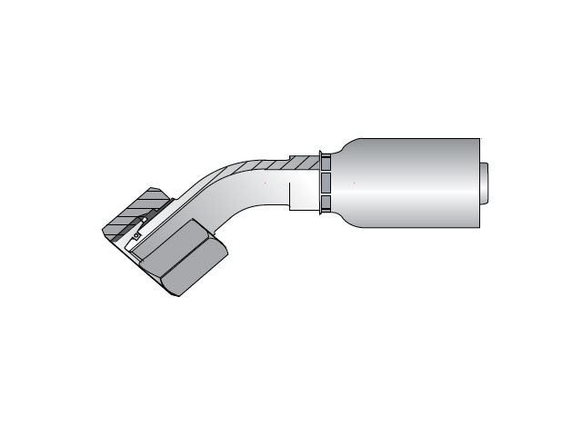 1CE56-28-16 Parker Parkrimp Permanent Metric Female Light Swivel 45 Elbow With 24 Cone/O-Ring 1CE56-28-16 56 Series 1CE56