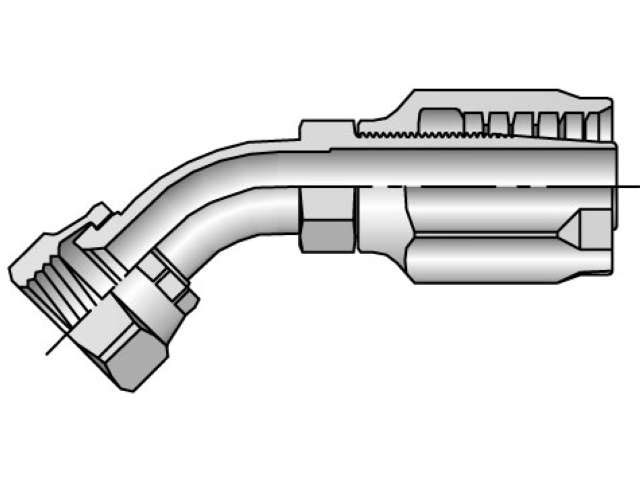 23730-4-4 Parker Field Attachable Shell & Nipple Female JIC 37° - Swivel - 45° Elbow - Short Drop 23730-4-4 30 Series 23730