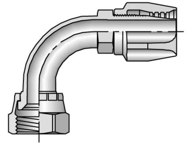 23921-20-20 Parker Field Attachable Shell & Nipple Female JIC 37° - Swivel - 90° Elbow - Short Drop 23921-20-20 21 Series 23921