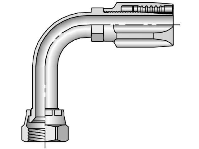 24120-4-4 Parker Field Attachable Shell & Nipple Female JIC 37° - Swivel - 90° Elbow - Long Drop 24120-4-4 20 Series 24120