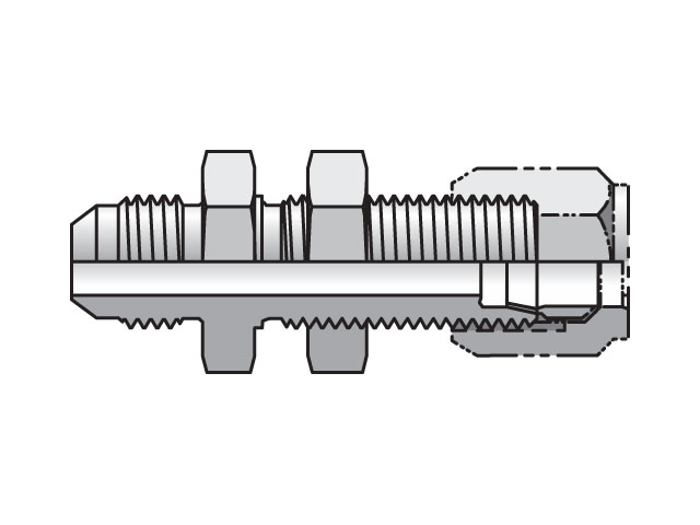 8 XHU2-S Parker Bulkhead Union Adapter SAE Flareless Bulkhead /37° Flare 8 XHU2-S Conversion 37° Flare to 24° Flareless XHBU2