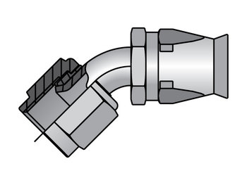 23790-10-10 Parker Field Attachable Shell & Nipple Female JIC 37° - Swivel - 45° Elbow - Short Drop 23790-10-10 90 Series 23790