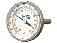 Wika 20025D009G2 Bimetal Industrial Grade Thermometer Model TI.20 2 Inch Dial 50/400° F & 10/200° C 1/4 NPT Center Back Mount Stainless Steel Case