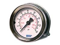 Wika 4231376 Commercial Panel Mount Pressure Gauge Model 111.16PM 2 Inch Dial 60 PSI 1/8 NPT Center Back Mount U-clamp Black Plastic Case