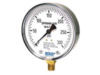 Wika 4233761 Fire Sprinkler Commercial Dry Pressure Gauge Model 111.10SP 4 Inch Dial 300 PSI 1/4 NPT Lower Mount Black Plastic Case