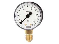 Wika 4240791 Commercial General Purpose Dry Pressure Gauge Model 111.10 2 Inch Dial -30INHG/BAR 1/4 NPT Lower Mount Black Plastic Case