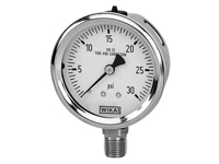 Wika 4241872 Industrial Liquid-filled Pressure Gauge Model 233.53 4 Inch Dial -30INHG/300PSI 1/2 NPT Lower Mount Stainless Steel Case