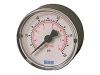 Wika 4253290 Commercial General Purpose Dry Pressure Gauge Model 111.12 2 Inch Dial 100 PSI 1/4 NPT Center Back Mount Black Plastic Case