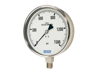 Wika 4264503 Industrial Liquid-filled Pressure Gauge Model 233.50 4 Inch Dial 40 BAR 1/2 NPT Lower Mount Stainless Steel Case