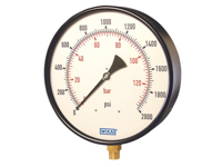 Wika 4273231 Industrial Large Diameter Boiler Pressure Gauge Model 211.11 10 Inch Dial 200 PSI/BAR 1/2 NPT Lower Mount Black Steel Case