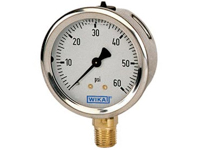 Wika 50167995 Industrial Liquid-filled Pressure Gauge Model 213.53 2-1/2 Dial 60 PSI/BAR G1/8B Lower Mount Stainless Steel Case