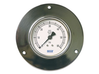 Wika 50321684 Industrial Dry Pressure Gauge Model 212.20 4 Inch Dial 40 BAR 1/4 NPT Lower Back Mount Front Flange Stainless Steel Case