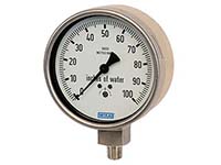 Wika 52110303 Low Pressure Liquid-filled Process Gauge Model 633.50 2-1/2 Dial 275 INH2O 1/2 NPT Lower Mount Stainless Steel Case