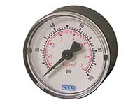 Wika 9690225 Commercial General Purpose Dry Pressure Gauge Model 111.12 1-1/2 Dial 60 PSI 1/8 NPT Center Back Mount Black Plastic Case