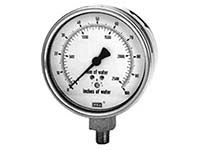 Wika 9747724 Low Pressure Process Gauge Model 612.20 4 Inch Dial 30 VAC INH2O 1/4 NPT Lower Mount Stainless Steel Case
