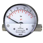 Wika 4259981 Differential Pressure Gauge Model 700.01 3 Inch Dial 60 PSID/KPAD 2 X 1/4 NPT Side Mount Black Aluminum Case