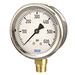 Wika 4315014 Industrial Dry Pressure Gauge Model 212.53 2 Inch Dial 15 PSI/BAR 1/4 NPT Back Mount Stainless Steel Case