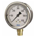 Wika 4315031 Industrial Dry Pressure Gauge Model 212.53 2 Inch Dial 60 PSI/BAR 1/4 NPT Back Mount Stainless Steel Case