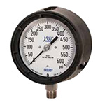 Wika 50487795 Industrial XSEL® Process Liquid-filled Pressure Gauge Model 233.34 4-1/2 Dial 60 PSI 1/2 NPT Lower Mount Black Thermoplastic Case