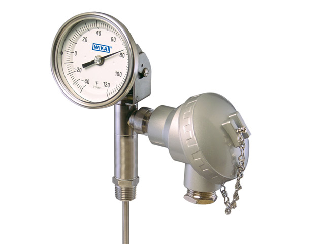 32150D006G4R1AR Wika 32150D006G4R1AR Twin-Temp Thermometer Model TT.32 3 Inch Dial 0/250° F & -20/120° C 1/2 NPT Adjustable Angle Stainless Steel Case