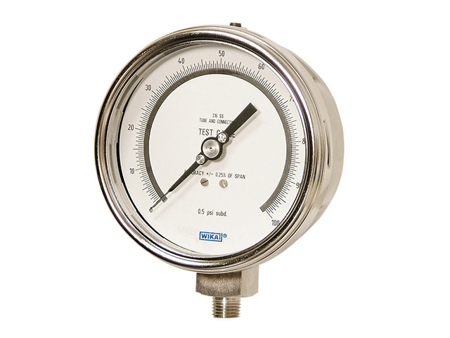 Wika 4220072 High Precision Inspector Test Gauge Model 332.54 4 Inch Dial 200 PSI 1/4 NPT Lower Mount Stainless Steel Case