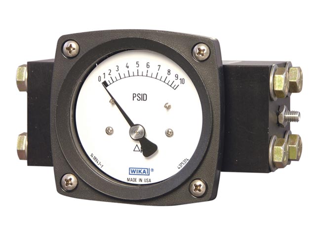 Wika 4375306 Differential Pressure Gauge Model 700.05 2-1/2 Dial 50 INH₂O 2 X 1/4 NPTF Lower Back Mount Black Thermoplastic Case