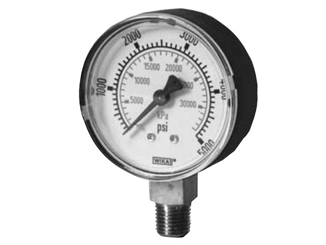 Wika 50824571 Drinking Water Lead-free Commercial Dry Pressure Gauge Model 111.10DW 2-1/2 Dial 100 PSI 1/4 NPT Lower Mount Black Plastic Case