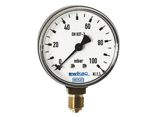 50853872 Wika 50853872 Low Pressure Gauge Model 611.13 4 Inch Dial 5 PSI 1/8 NPT Back Mount Black Plastic Case