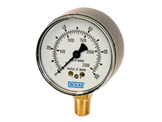 52346587 Wika 52346587 Low Pressure Gauge Model 611.10 4 Inch Dial 30 VAC INWC 1/4 NPT Center Back Mount U-clamp Black Steel Case