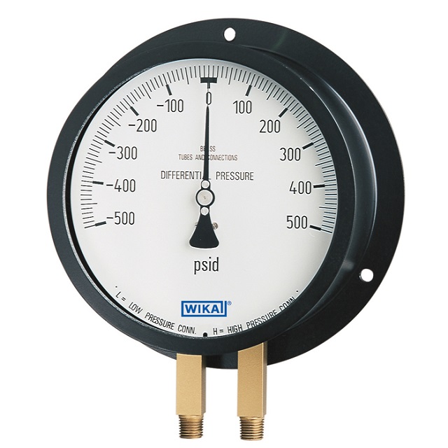 Wika 52915480 Differential Duplex Pressure Gauge Model 712.25 X 4-1/2 Dial 0-300 PSI 1/4 NPT Lower Mount Black Epoxy-coated Aluminum Case