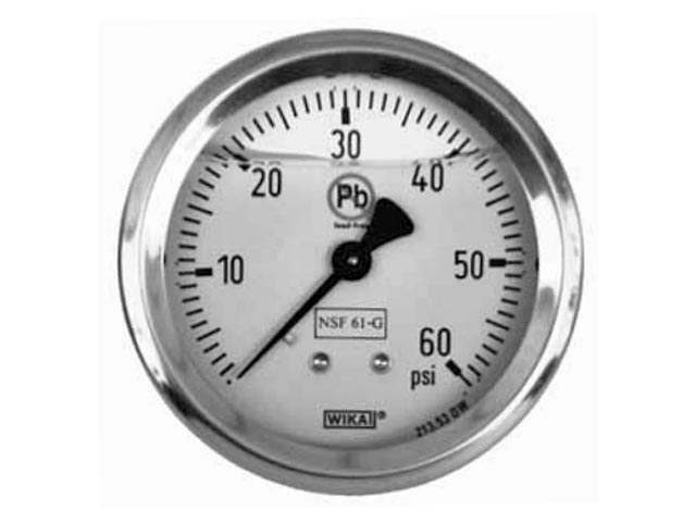 9022074 Wika 9022074 Industrial Liquid-filled Pressure Gauge Model 213.53 2-1/2 Dial 400 BAR G1/4B Lower Mount Stainless Steel Case