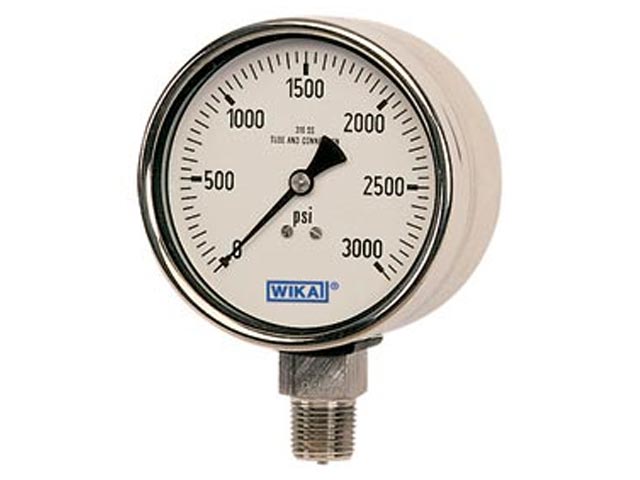 9481486 Wika 9481486 Industrial Dry Pressure Gauge Model 232.30 2-1/2 Dial -30INHG/30PSI 1/4 NPT Lower Back Mount Stainless Steel Case