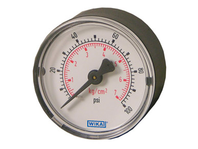 9692652 Wika 9692652 Commercial General Purpose Dry Pressure Gauge Model 111.12 1-1/2 Dial 60 PSI/KGCM2 1/8 NPT Center Back Mount Black Plastic Case