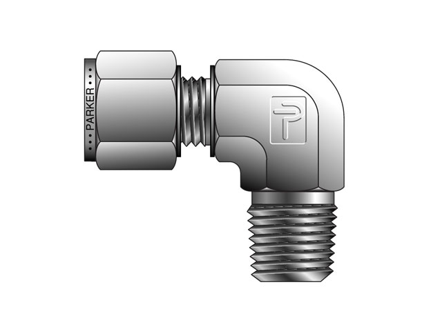 M8MSEL1/4N-316 A-LOK Metric Tube NPT Male Elbow - MSEL