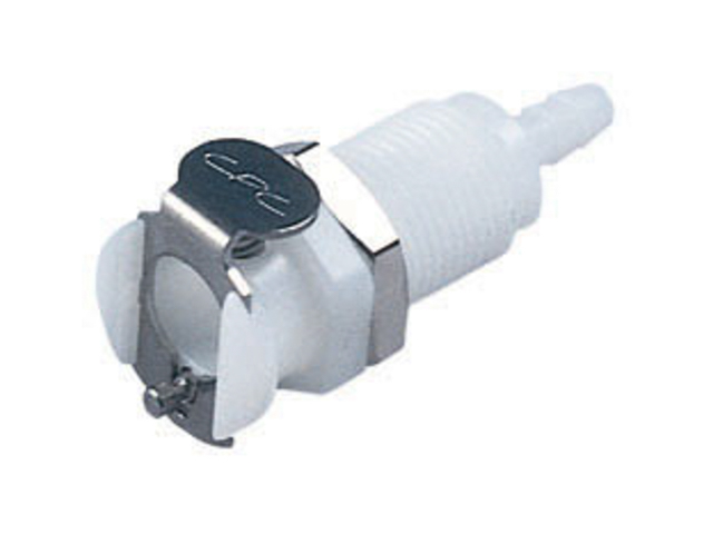 12700 CPC Colder Products 12700 PMCD1602 NSF 1/8 Hose Barb Valved Panel Mount Coupling Body