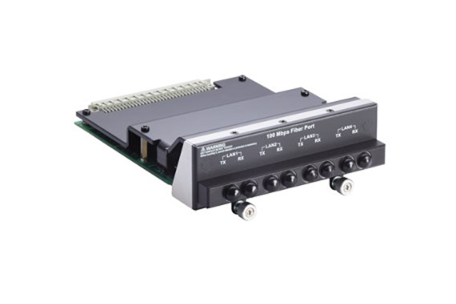 DA-FX04-MM-ST-T Moxa DA-FX04-MM-ST-T Expansion modules with 4-port 10/100 Mbps LAN, 8-port unmanaged switch ports, and 4-port 100 Mbps fiber LAN.