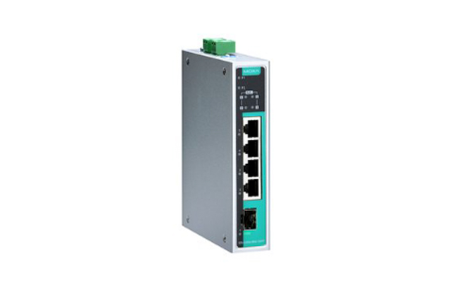 Moxa EDS-G205A-4PoE-1GSFP-T 5-port full Gigabit unmanaged Ethernet switches with 4 IEEE 802.3af/at PoE+ ports