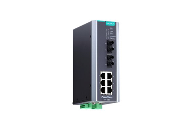PT-508-MM-ST-HV Moxa PT-508-MM-ST-HV IEC 61850-3 8-port Layer 2 DIN-rail managed Ethernet switches