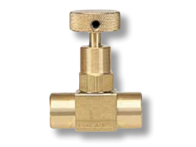 Wika 4266138 Mini Needle Valve Model 910.11.100 6000 PSI 1/4 NPTF X 1/4 NPTF Knurled Knob Handle Brass