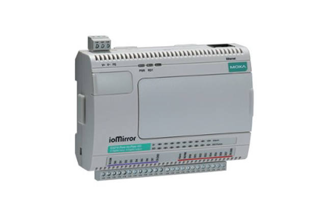 ioMirror E3210 Moxa ioMirror E3210 Ethernet Peer-to-Peer I/O with 8 digital inputs and 8 digital outputs