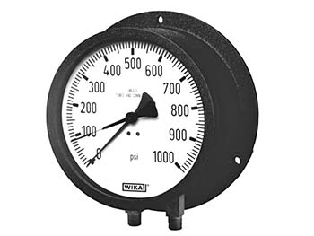 Wika 4241665 Differential Duplex Pressure Gauge Model 712.25DX 4-1/2 Dial 30 PSI 2 X 1/4 NPT Lower Mount Black Epoxy-coated Aluminum Case