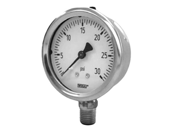 4270011 Wika 4270011 Industrial Dry Pressure Gauge Model 212.53 2-1/2 Dial -30INHG/100PSI 1/4 NPT Lower Mount Stainless Steel Case