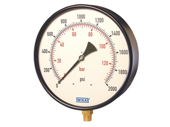 4273231 Wika 4273231 Industrial Large Diameter Boiler Pressure Gauge Model 211.11 10 Inch Dial 200 PSI/BAR 1/2 NPT Lower Mount Black Steel Case