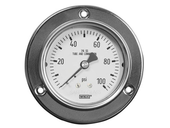 52128628 Wika 52128628 Industrial Liquid-filled Pressure Gauge Model 233.55 2-1/2 Dial 250 BAR 1/4 NPT Lower Back Mount Front Flange Stainless Steel Case