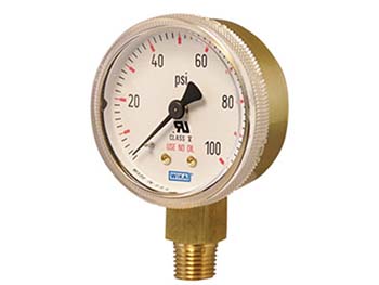 Wika 8610975 Commercial Compressed Gas Regulator Gauge Model 111.11 2-1/2 Dial 4000 PSI 1/4 NPT Lower Mount Stainless Steel ZRN Plated Brass Polished Look Case