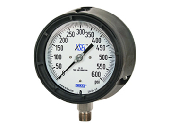 Wika 9834516 Industrial XSEL® Process Dry Pressure Gauge Model 232.34 4-1/2 Dial -30INHG/100 PSI 1/4 NPT Lower Mount Black Thermoplastic Case