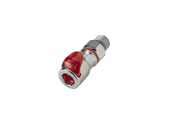 LQ2D3004RED CPC Colder Products LQ2D3004RED 1/4 SAE Valved In-Line Liquid Cooling Coupling Body Warm Red