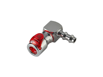 CPC Colder Products LQ2D3304LRED 1/4 Locking Hose Barb Valved Elbow Liquid Cooling Coupling Body Warm Red
